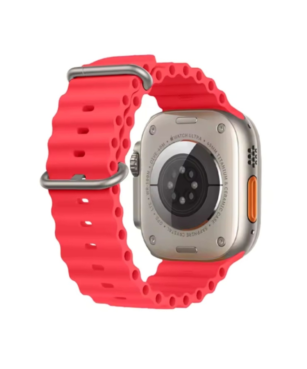 Ocean Loop Kırmızı Silikon Kordon 42,44,45,49mm Apple Watch Uyumlu 7,8,9,10,ultra Akıllı Saat Kordon
