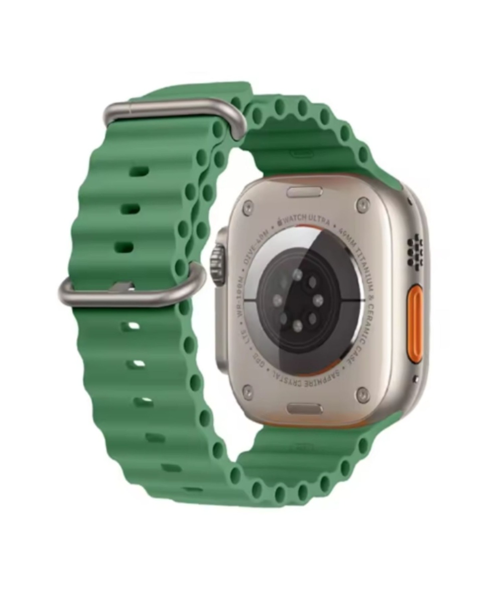 Ocean Loop Yeşil Silikon Kordon 42,44,45,49mm Apple Watch Uyumlu 7,8,9,10,ultra Akıllı Saat Kordonu