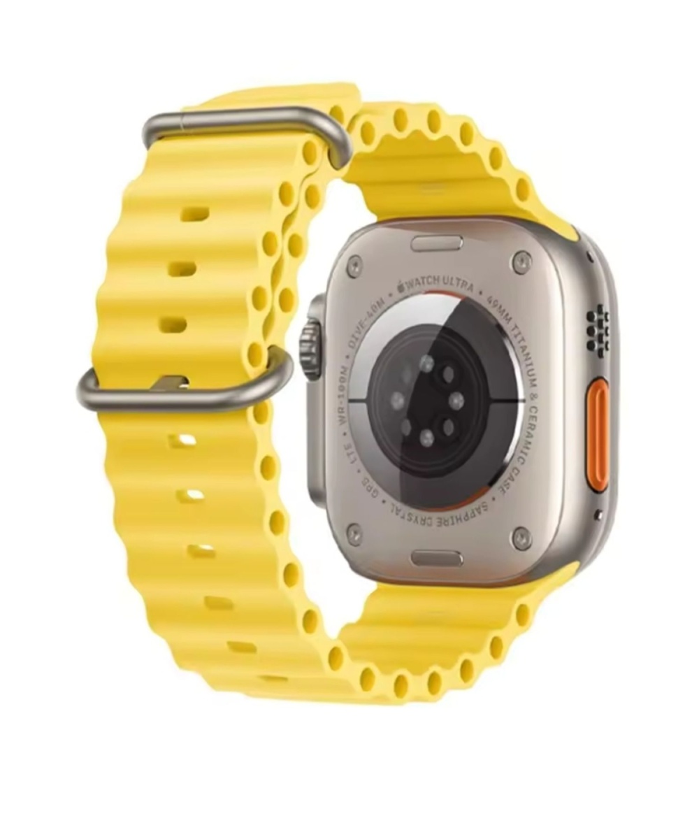 Ocean Loop Sarı Silikon Kordon 42,44,45,49mm Apple Watch Uyumlu 7,8,9,10,ultra Akıllı Saat Kordonu