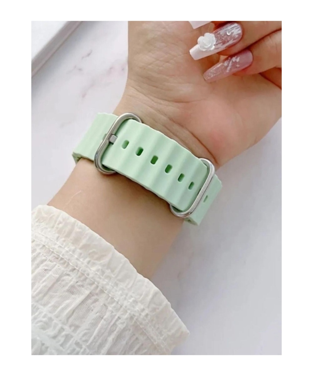 Ocean Loop Sarı Silikon Kordon 42,44,45,49mm Apple Watch Uyumlu 7,8,9,10,ultra Akıllı Saat Kordonu