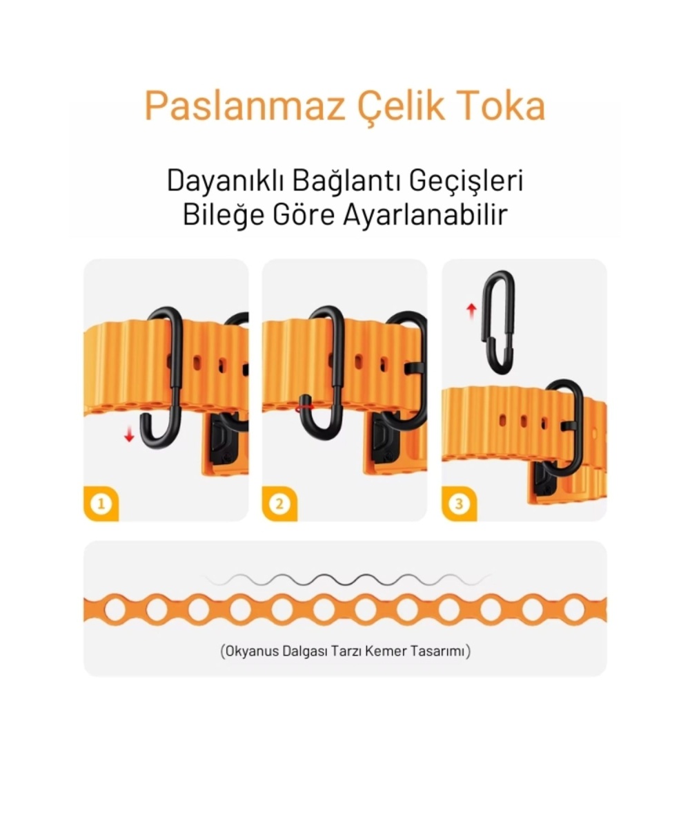 Ocean Loop Siyah Silikon Kordon 42,44,45,49mm Apple Watch Uyumlu 7,8,9,10,ultra Akıllı Saat Kordonu