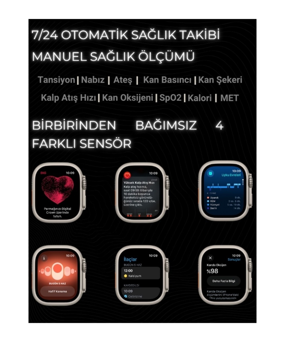 Watch 9 Ultra 2 45mm Akıllı Saat Kadın Erkek Sesli Görüşmeli Android İos İphone Samsung Uyumlu 8