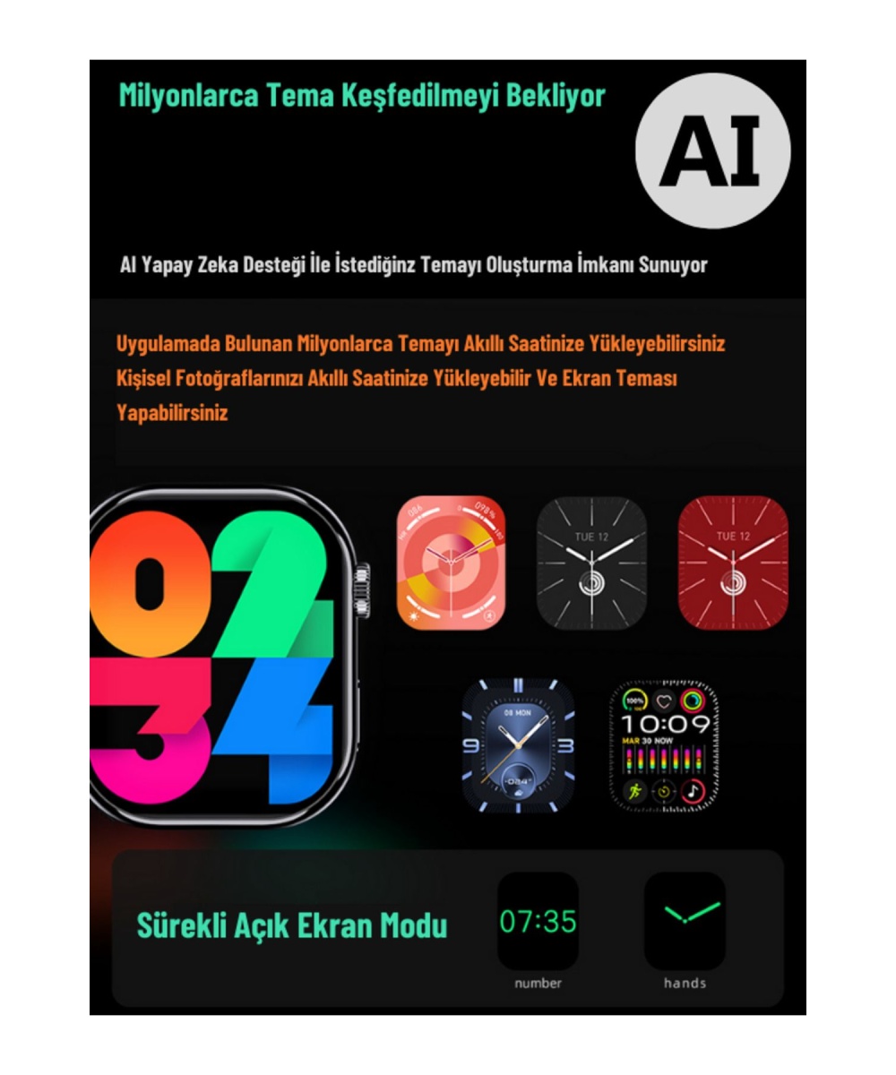 Watch 9 Promax 120hz Amoled Ekran Sesli Arama Yapan Gps,nfc ,ekg Akıllı Saat Iphone Huawei Uyumlu 8