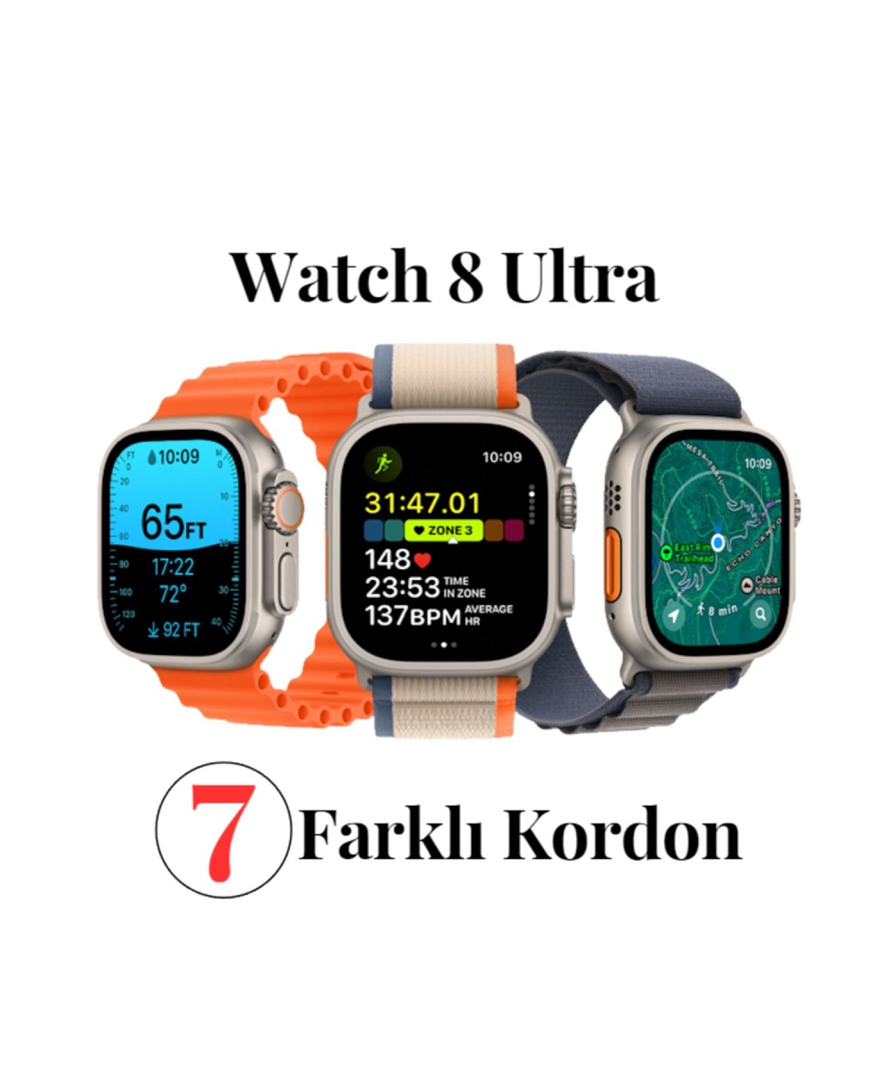 Watch 8 Ultra 7 Kordonlu 49mm Tam Ekran Sesli Arama Akıllı Saat Huawei İphone Xiaomi Samsung Uyumlu