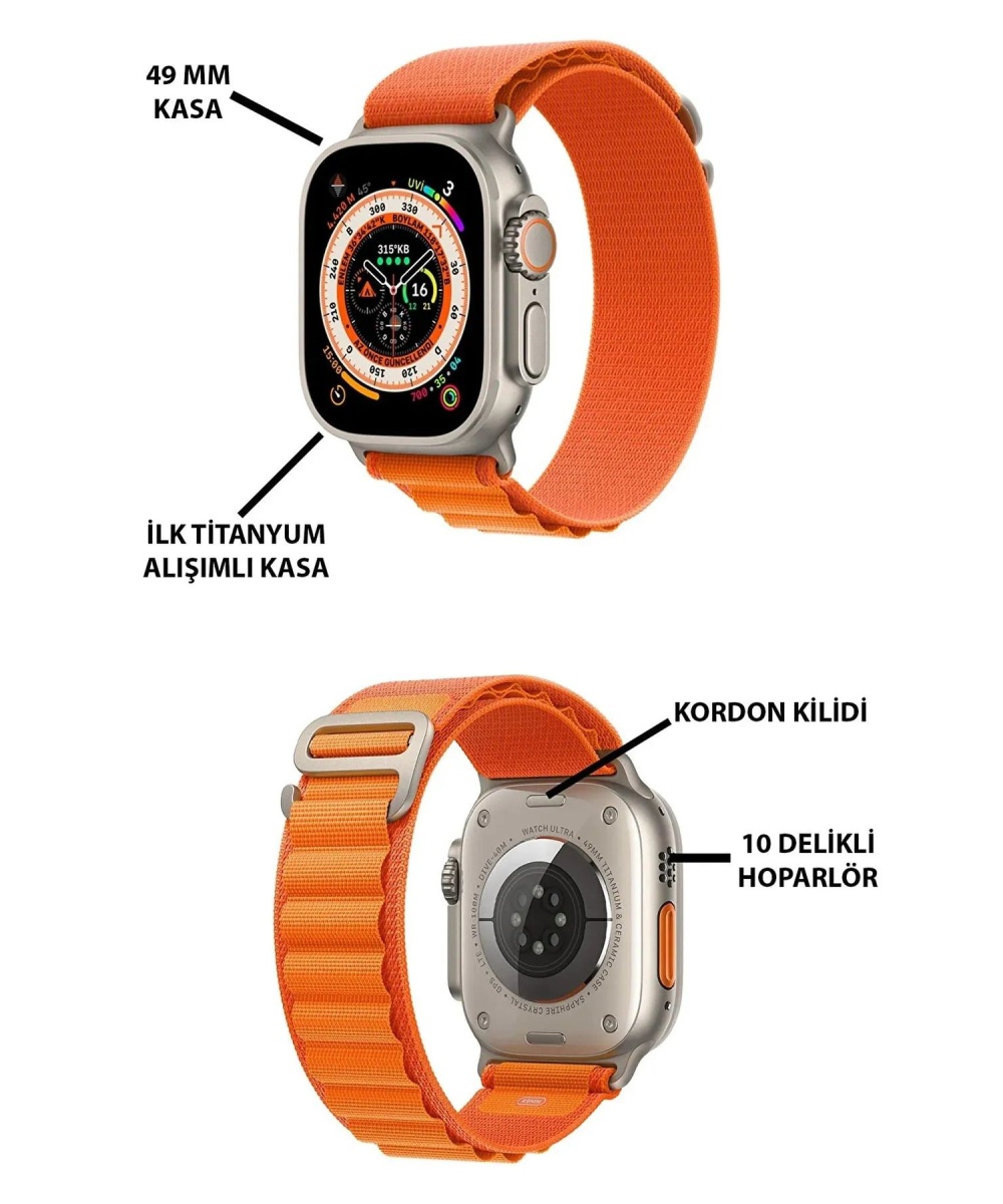 Watch 8 Ultra 7 Kordonlu 49mm Tam Ekran Sesli Arama Akıllı Saat Huawei İphone Xiaomi Samsung Uyumlu