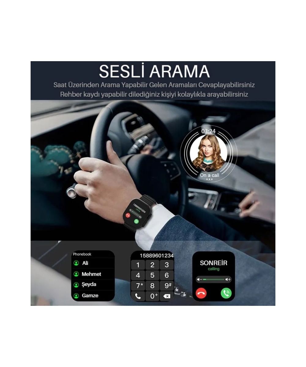 Watch 8 Ultra 7 Kordonlu 49mm Sesli Görüşmeli Akıllı Saat Huawei Iphone Xiaomi Samsung Uyumlu 9