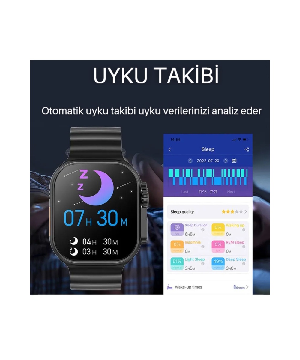Watch 8 Ultra 7 Kordonlu 49mm Sesli Görüşmeli Akıllı Saat Huawei Iphone Xiaomi Samsung Uyumlu 9