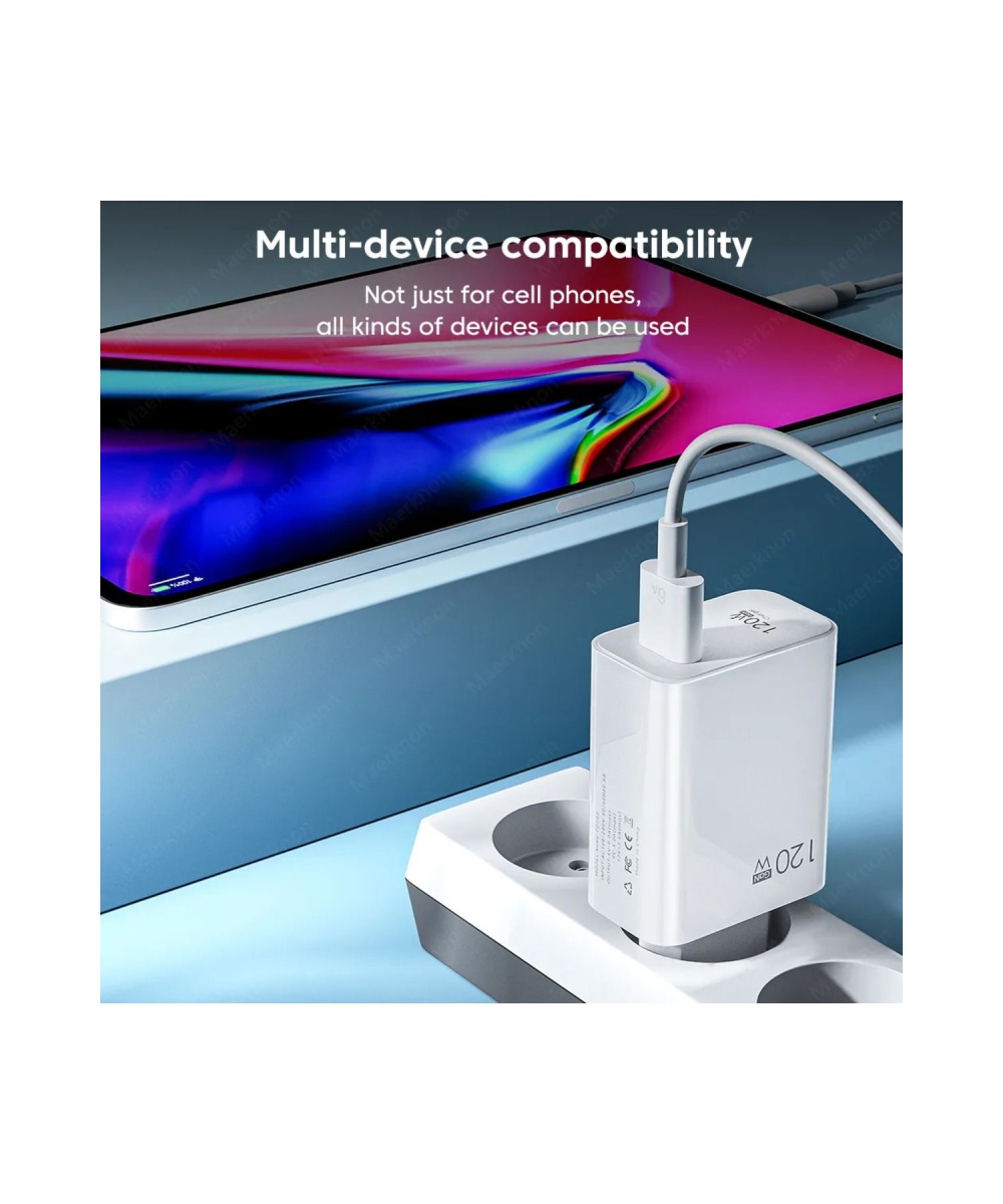 FOX 120W Turbo Type C Qualcomm Telefon Hızlı Şarj Cihazı Aleti 6a Kablo/adaptör Seti Xiaomi Redmi Uyumlu