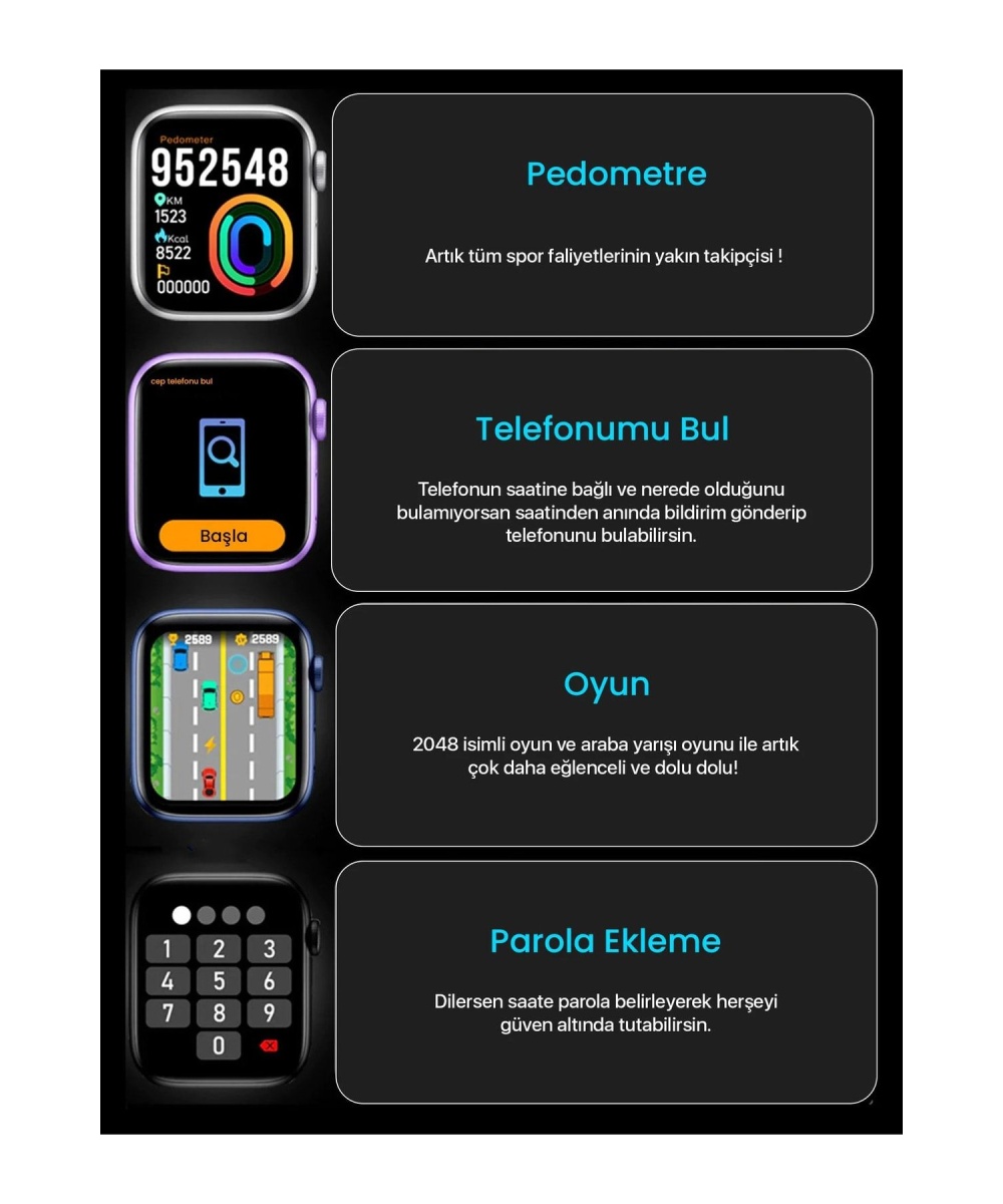 Watch 8 Akıllı Saat Gps 45mm Tam Ekran Sesli Arama Yapan Xiaomi Iphone Huawei Uyumlu Smartwatch Nfc
