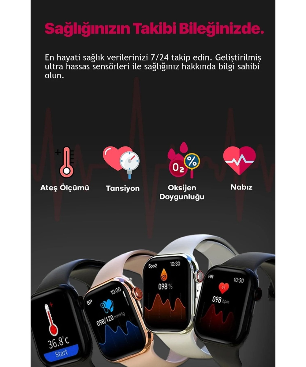 Watch 8 Akıllı Saat Gps 45mm Tam Ekran Sesli Arama Yapan Xiaomi Iphone Huawei Uyumlu Smartwatch Nfc