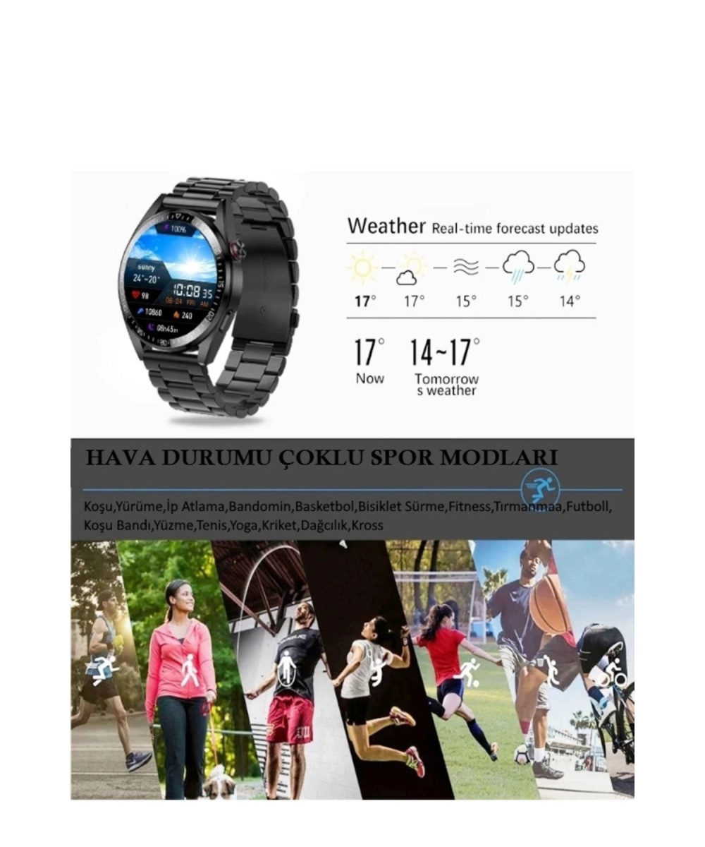 Smart Watch 8 Amoled Yuvarlak Kasa Siyah Akıllı Saat Özellikli Huawei Iphone Samsung Xiaomi Uyumlu