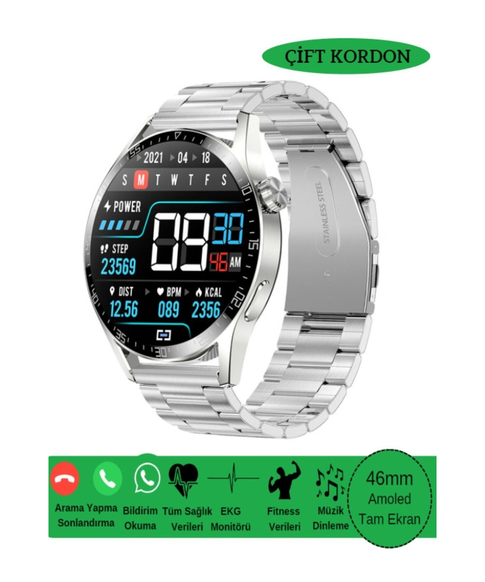 Smart Watch 8 Gps Amoled Ekran Yuvarlak Kasa Erkek Akıllı Saat Huawei Iphone Samsung Xiaomi Uyumlu