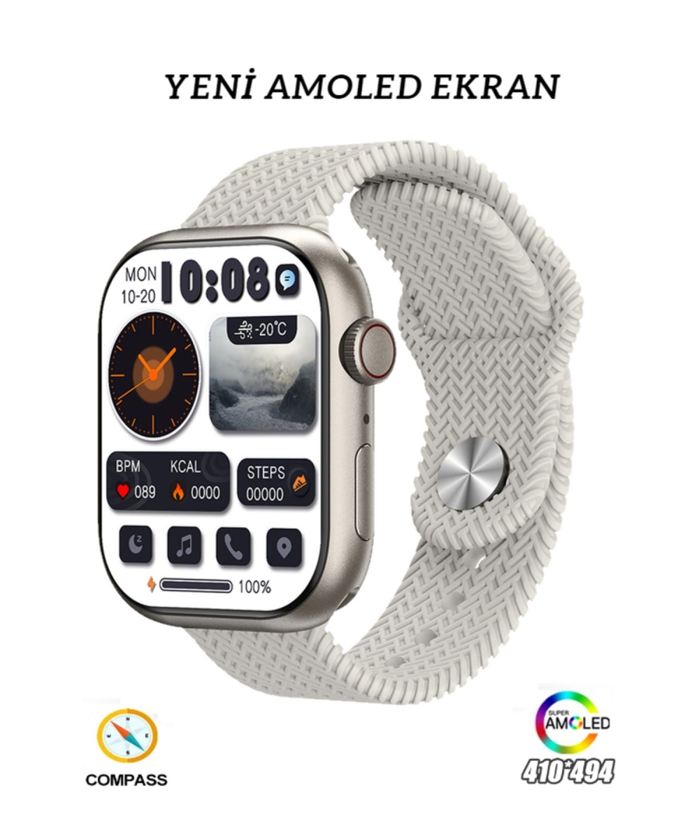 Watch 9 Gps 45mm Siyah Amoled Ekran Pusula Nfc Akıllı Saat Ve Spor Kordon Iphone Huawei Uyumlu 8