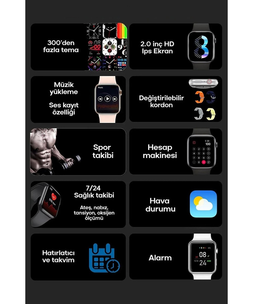 Watch 8 45mm Amoled Tam Ekran Gps Nfc Sesli Görüşmeli Kadın Erkek Iphone Huawei Uyumlu Akıllı Saat