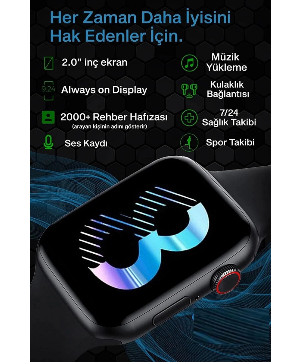 Watch 8 45mm Amoled Tam Ekran Gps Nfc Sesli Görüşmeli Kadın Erkek Iphone Huawei Uyumlu Akıllı Saat