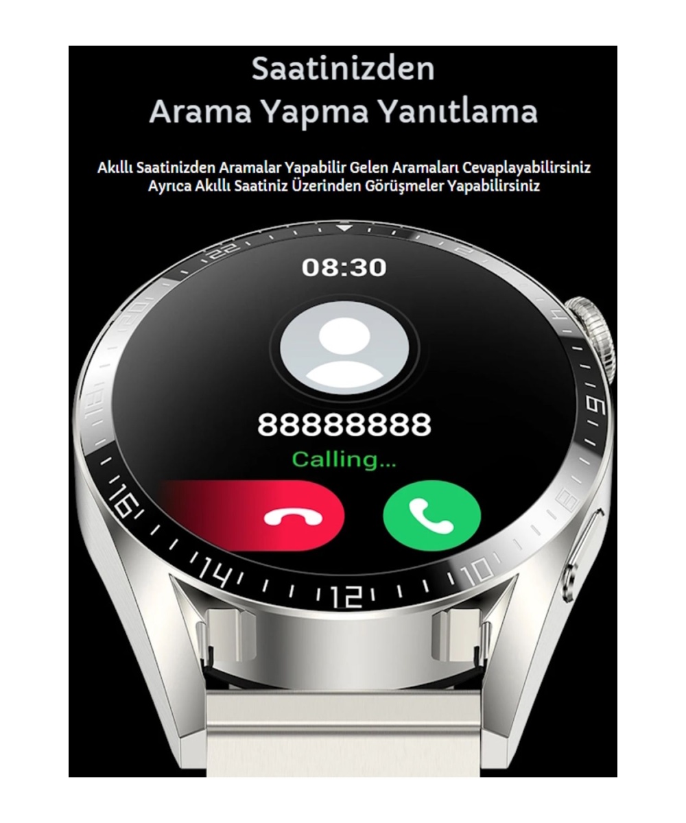 Smartwatch Spor Yuvarlak Kasa Amoled Sesli Görüşmeli Akıllı Saat Huawei Iphone Xiaomi Samsung Uyumlu