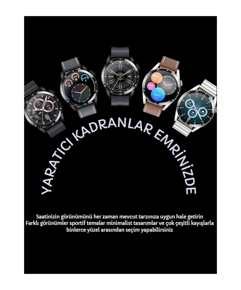 Smartwatch Spor Yuvarlak Kasa Amoled Sesli Görüşmeli Akıllı Saat Huawei Iphone Xiaomi Samsung Uyumlu