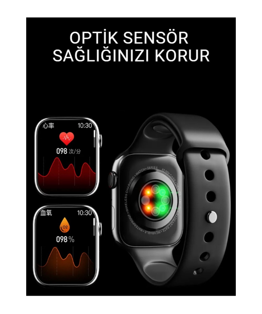 Watch 8 Gold 2.0 Inç Amoled Ekran Spor 2 Kordonlu Krem-bej Akıllı Saat Iphone Huawei Xiaomi Uyumlu 9