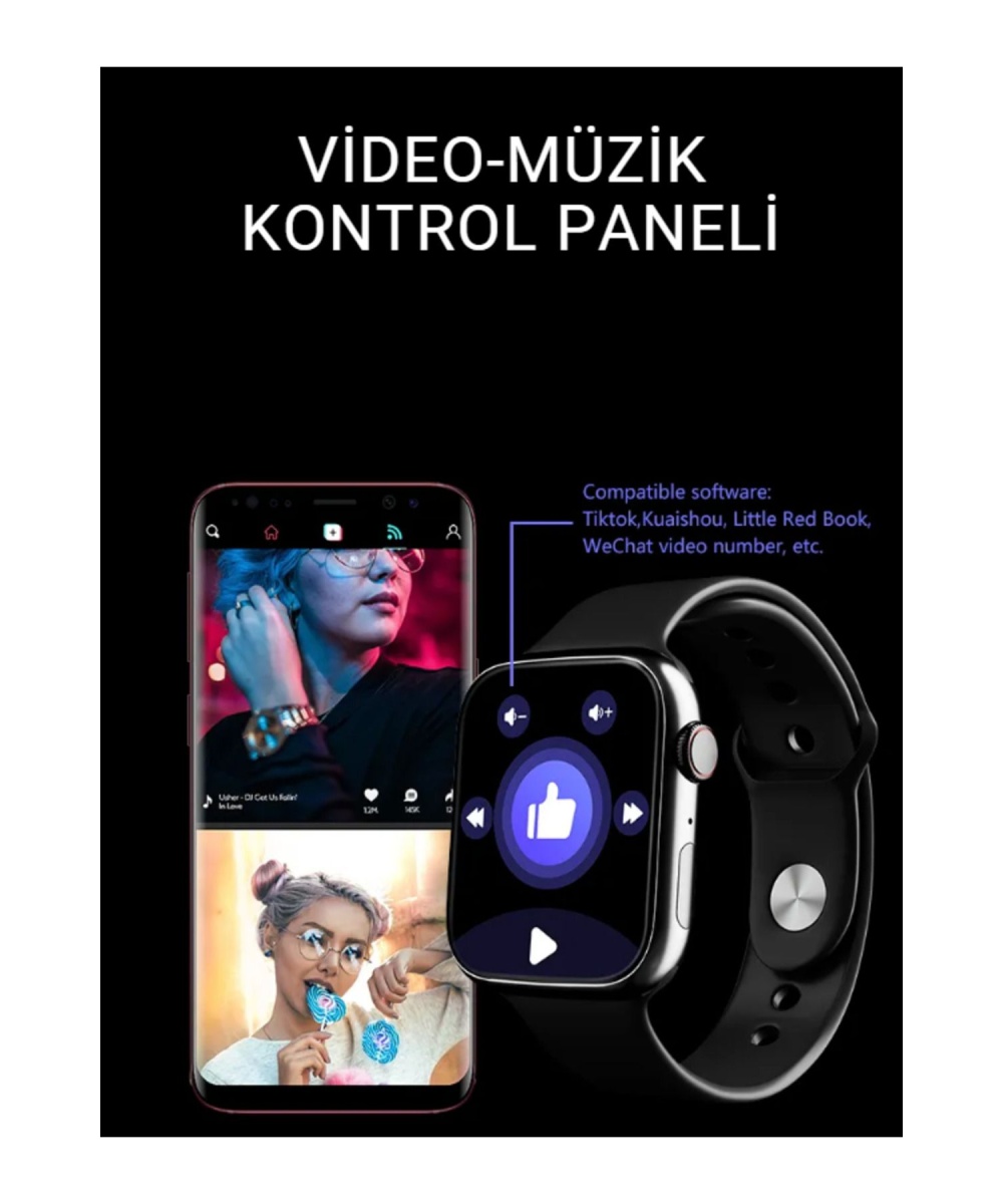 Watch 8 Gold 2.0 Inç Amoled Ekran Spor 2 Kordonlu Krem-bej Akıllı Saat Iphone Huawei Xiaomi Uyumlu 9
