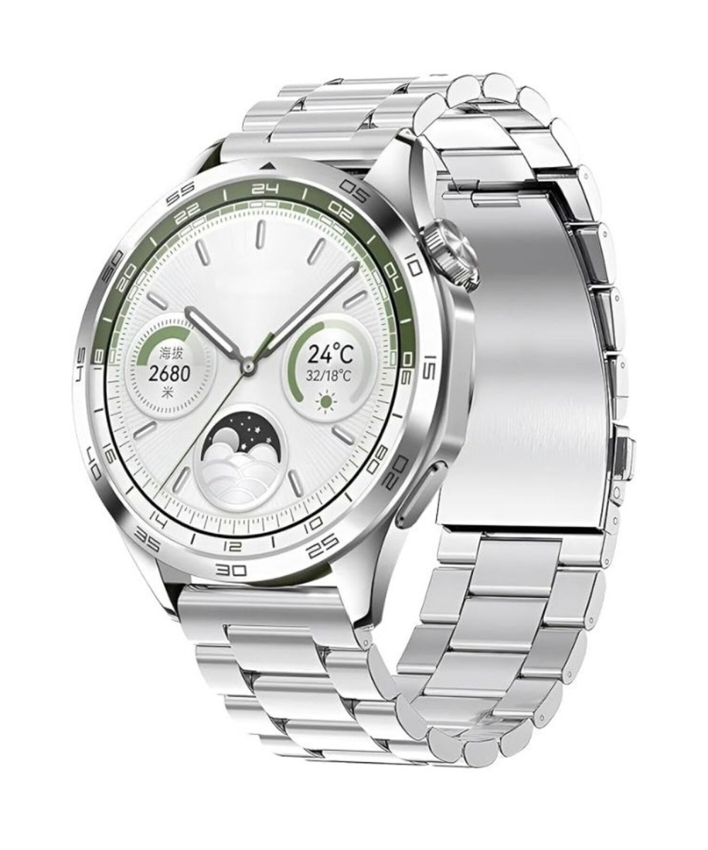 GT4 Max Gümüş 46mm Akıllı Saat – Sesli Görüşmeli, NFC & GPS Destekli, Android & Huawei iPhone Uyumlu Watch 8-9-10