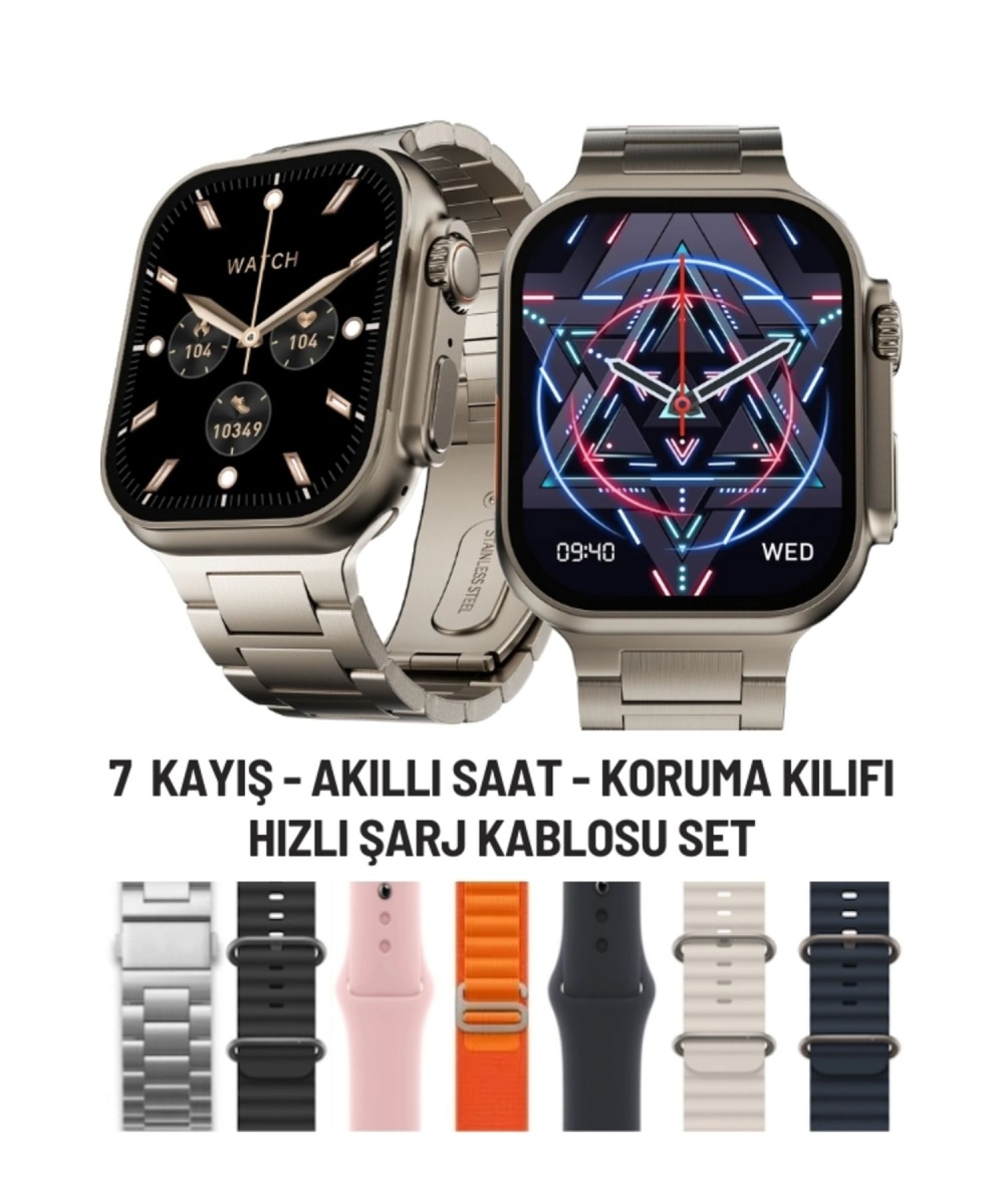 Watch X9 Ultra 49mm – 7 Kordon & Koruma Kılıfı ile Birlikte, Arama Yapabilen Spor Akıllı Saat 8,9,10
