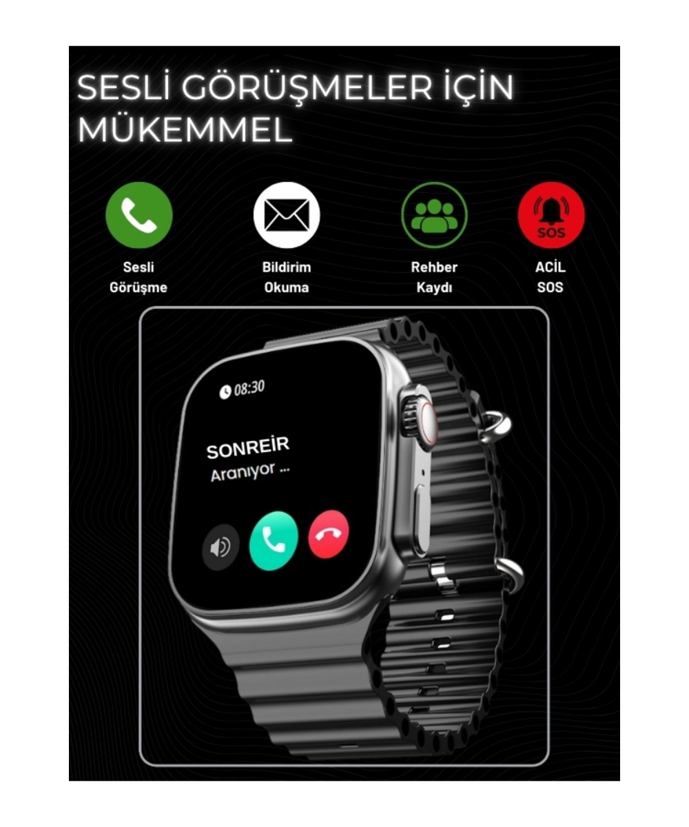 Watch X9 Ultra 49mm – 7 Kordon & Koruma Kılıfı ile Birlikte, Arama Yapabilen Spor Akıllı Saat 8,9,10