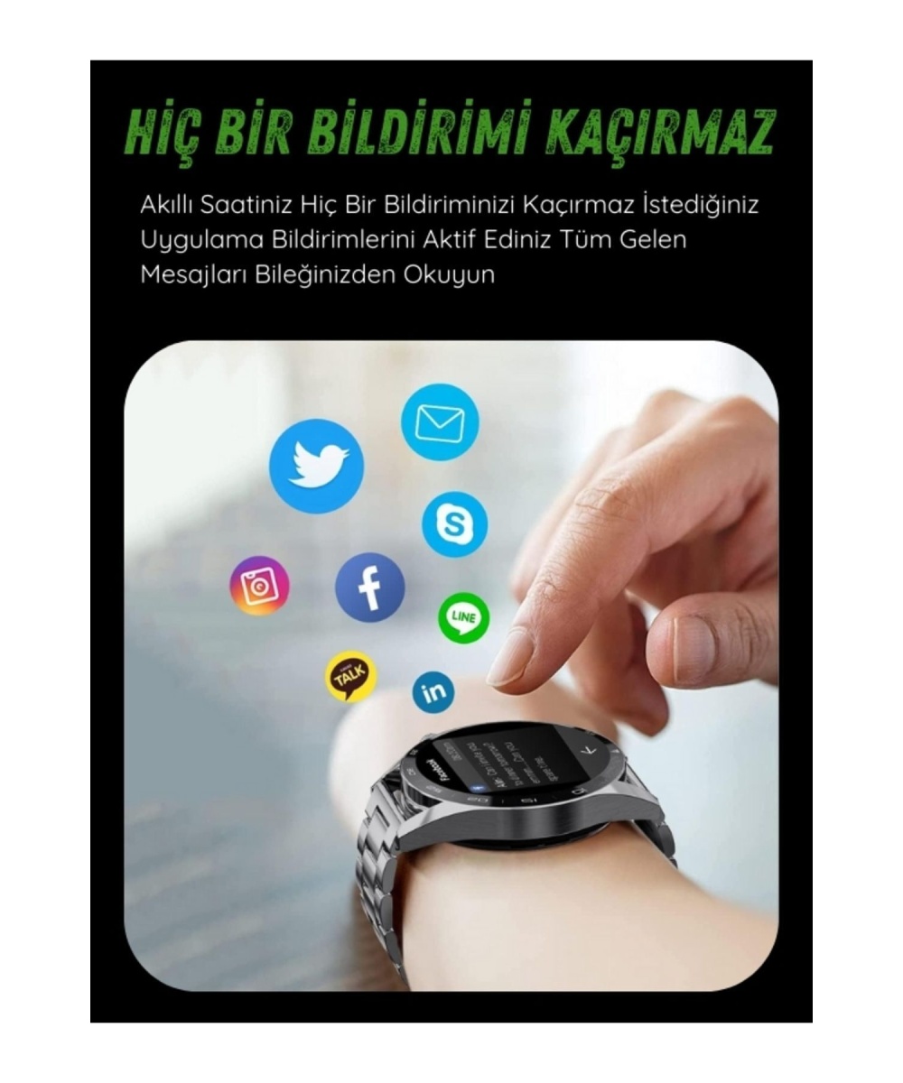 Yeni Watch Spor Erkek Amoled Ekran Akıllı Saat Arama Yapan,nfc,gps,sağlık Iphone Huawei Uyumlu 8-9
