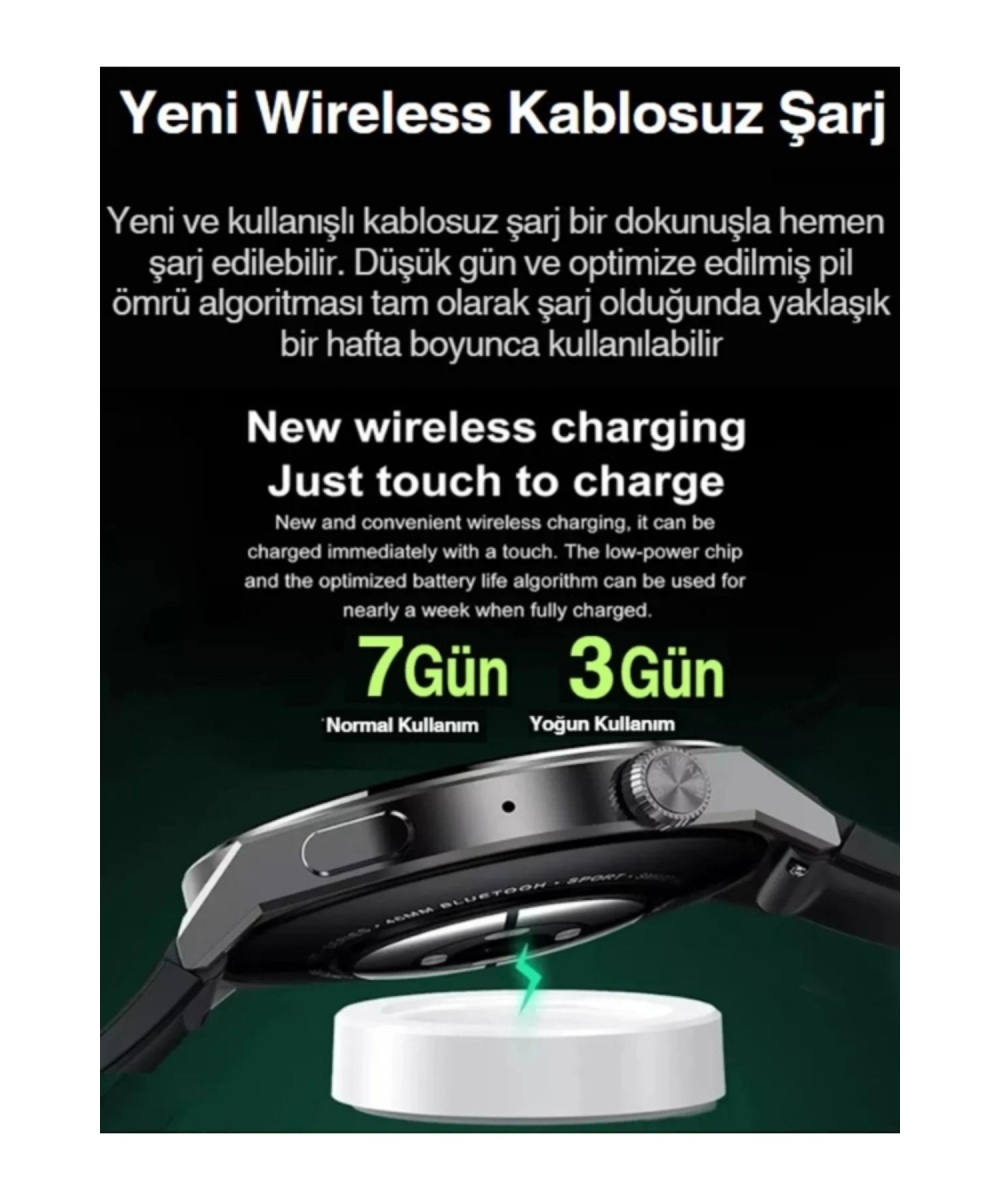 Yeni Watch Spor Erkek Amoled Ekran Akıllı Saat Arama Yapan,nfc,gps,sağlık Iphone Huawei Uyumlu 8-9
