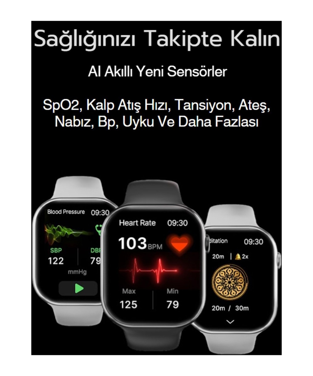 Watch S 10  Pro Max 45mm Siyah Akıllı Saat - 7 Kordonlu Arama Yapabilen, iPhone, Huawei, Uyumlu 8,9