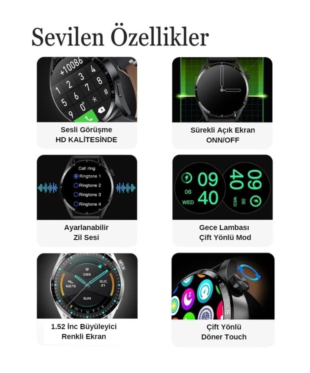 Yeni Spor Watch Gümüş Klasik Erkek Akıllı Saat Arama Yapan Nfc Android&ios Iphone Huawei Uyumlu 8