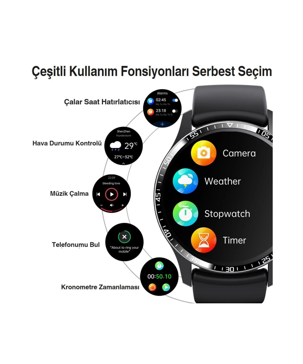 Yeni Spor Watch Gümüş Klasik Erkek Akıllı Saat Arama Yapan Nfc Android&ios Iphone Huawei Uyumlu 8