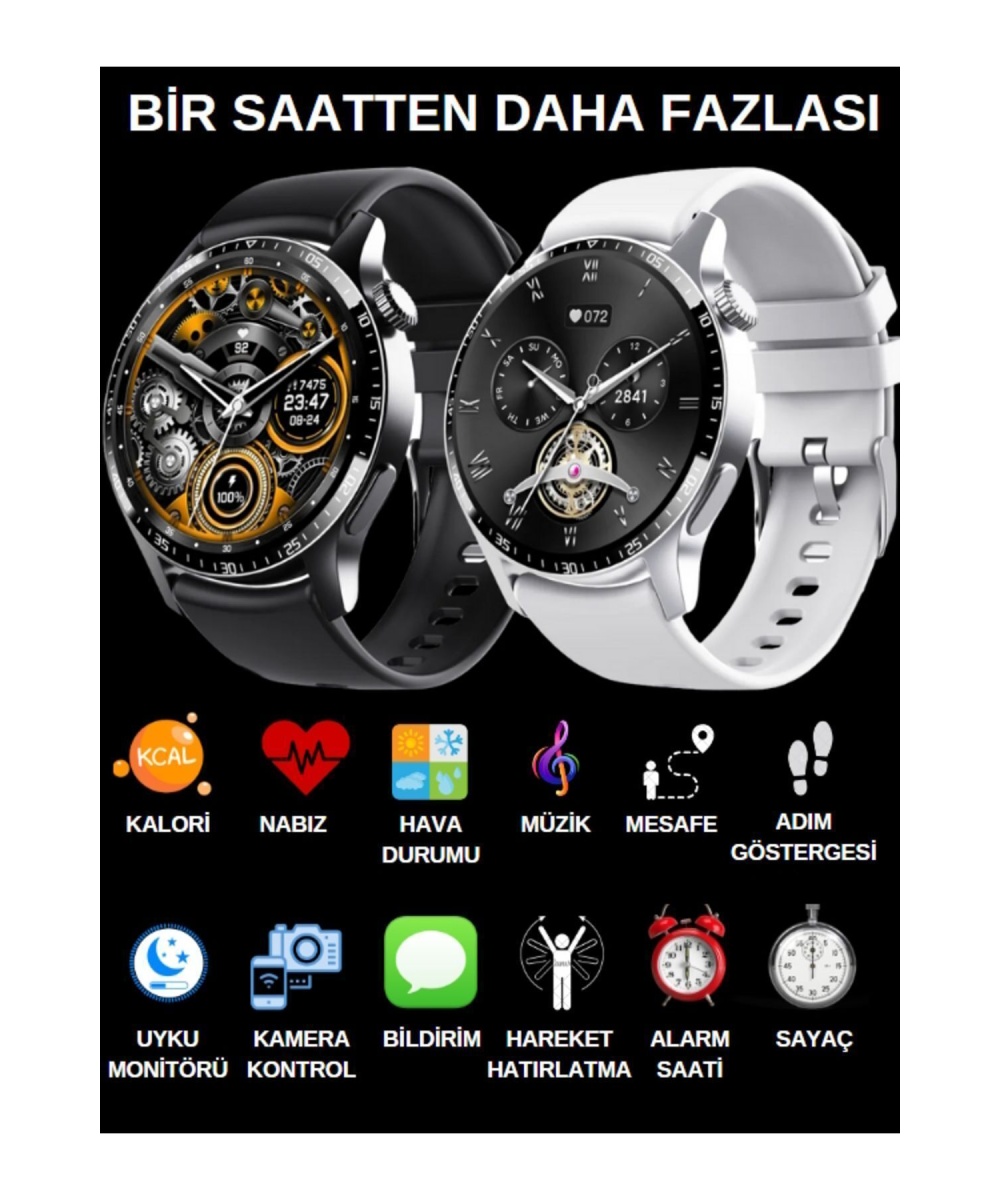 Yeni Spor Watch Gümüş Klasik Erkek Akıllı Saat Arama Yapan Nfc Android&ios Iphone Huawei Uyumlu 8