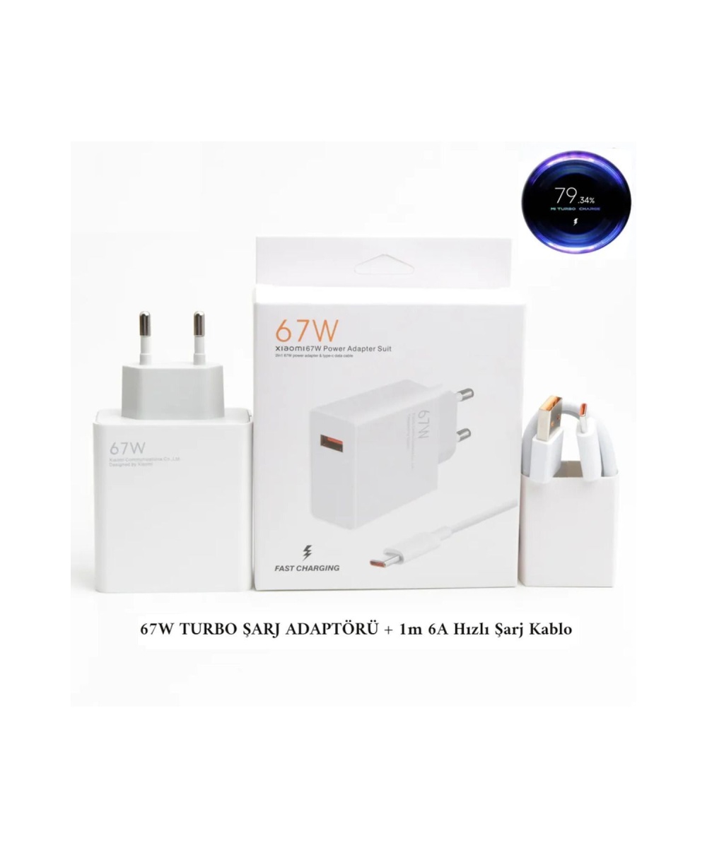 67W Turbo Hızlı Şarj Cihazı & Type-C Kablo Seti Xiaomi, Redmi,Oppo Huawei Uyumlu Duvar Tipi Adaptör