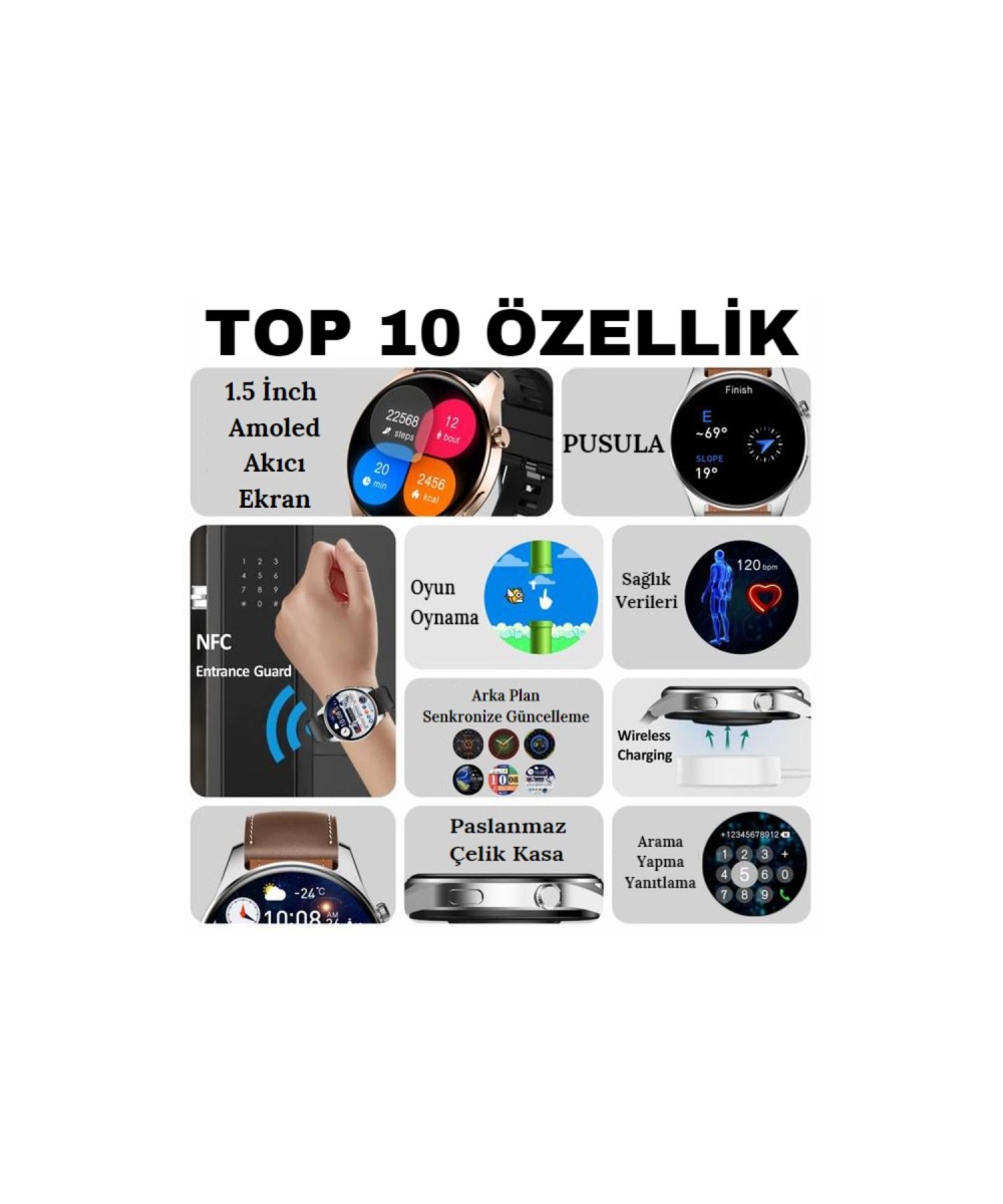 2025 HK8 Hero Akıllı Saat - AMOLED Ekranlı, Sesli Arama Özelliği, Huawei iPhone Uyumlu Watch 8-9-10