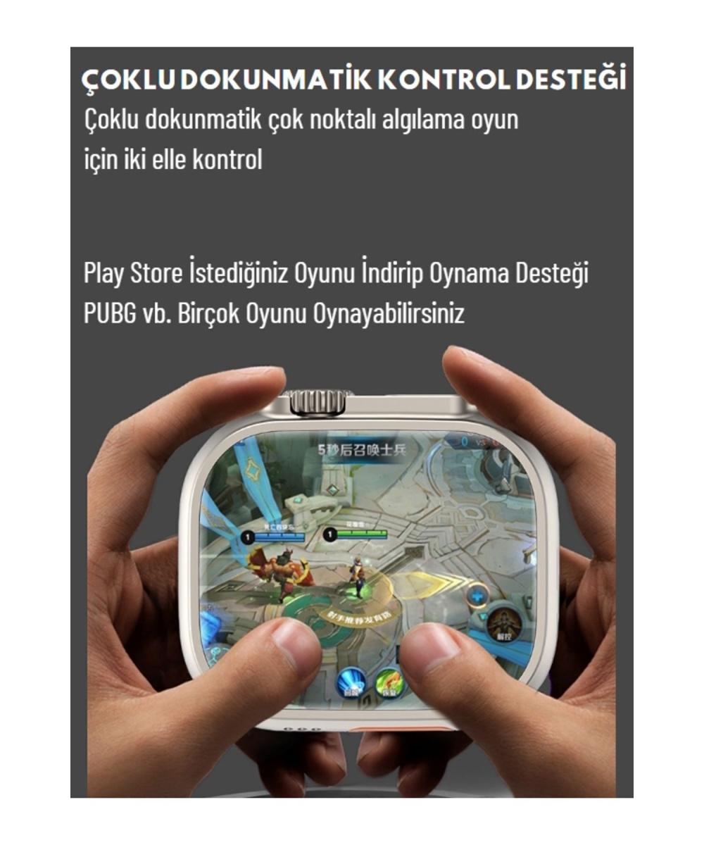 Watch 8 Ultra 4G Sim Kartlı Siyah 32GB Android Akıllı Saat GPS-WİFİ-YOUTUBE Çocuk iPhone Huawei Uyumlu 9 HKONE