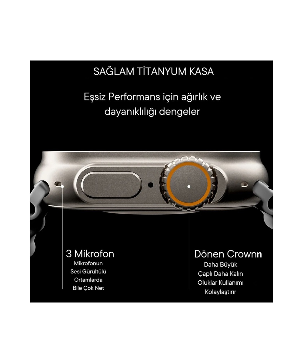 Watch 9 Ultra 2 49mm Akıllı Saat – 7 Kordonlu,Koruma Kılıflı Arama Yapabilen, iPhone,Huawei Uyumlu 8