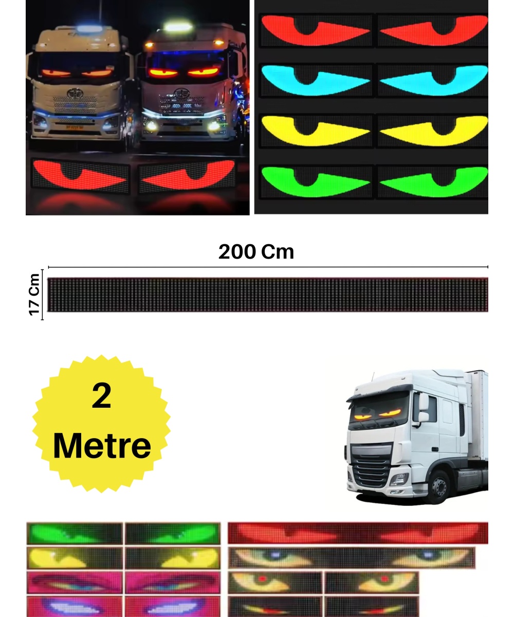 200 Cm Şeytan Led Gözler Animasyonlu Araba,kamyon,otobüs Kumandalı Esnek Ön Arka Cam Rgb Led Ekran