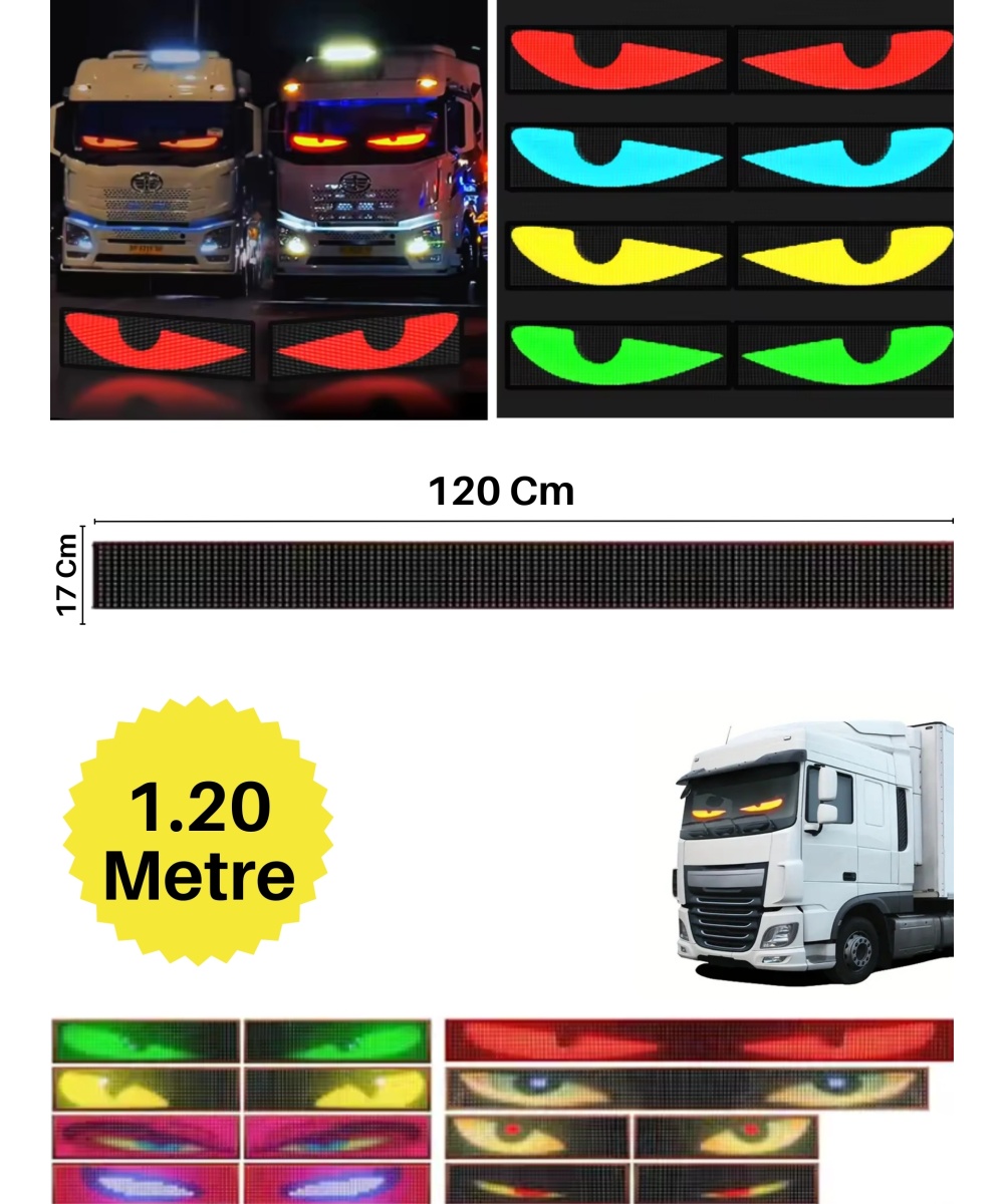 120 Cm Şeytan Led Gözler Animasyonlu Araba,kamyon,otobüs Kumandalı Esnek Ön Arka Cam Rgb Led Ekran