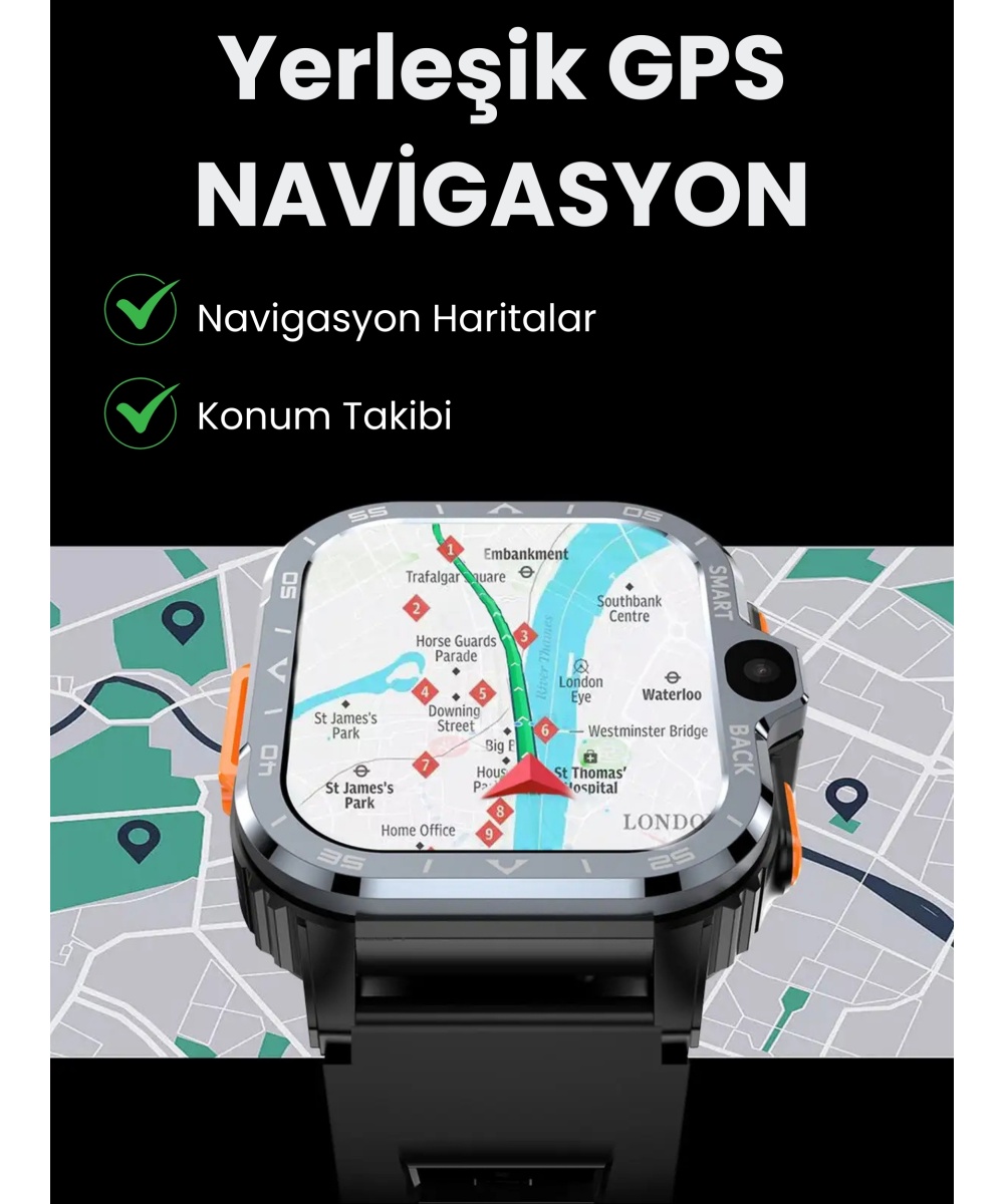 Watch PG Ultra 4G LTE 64GB Sim Kartlı Kameralı Akıllı Saat Wi-Fi Çocuk Huawei İphone Uyumlu 8,9,10