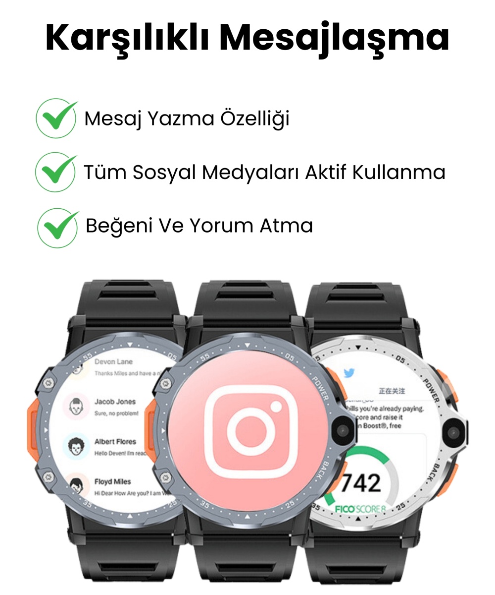 Watch PG 4G LTE Yuvarlak Akıllı Saat 64GB SIM Kartlı Kameralı WiFi Çocuk Ve Yetişkin Huawei iPhone Uyumlu 8 9 10