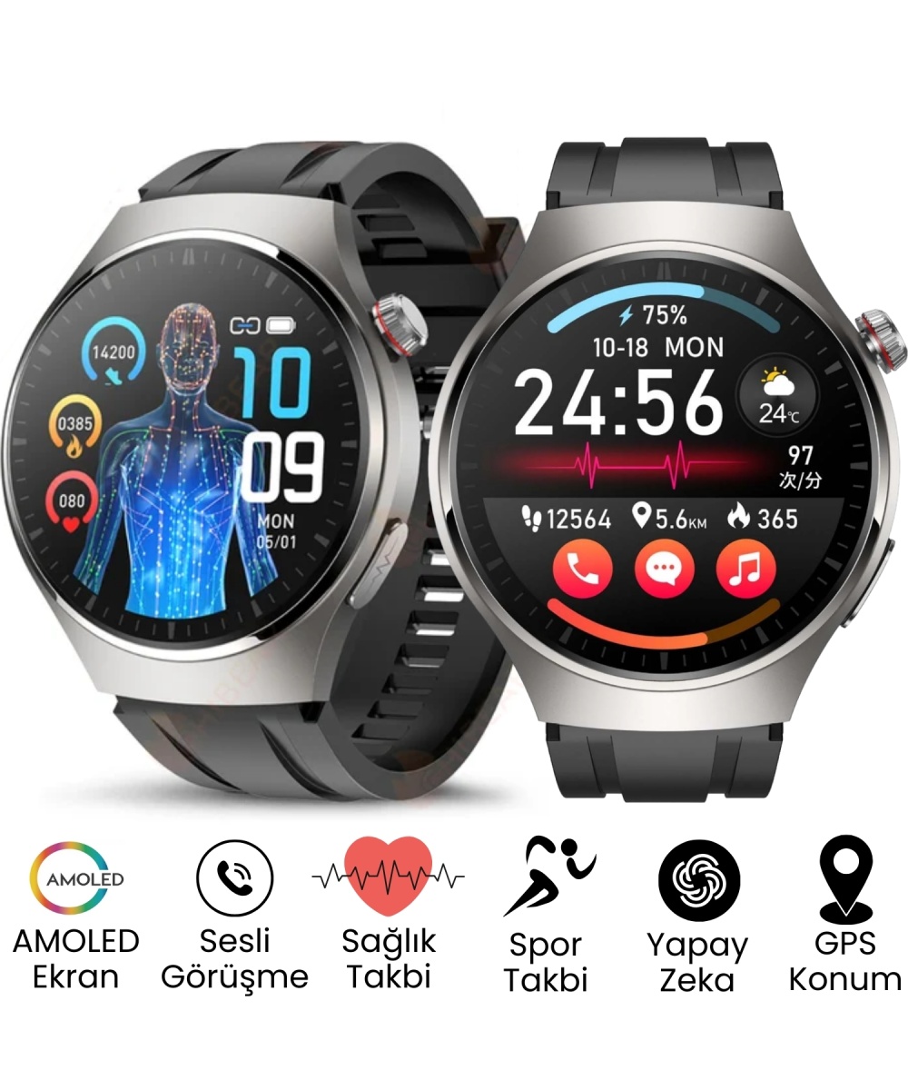 2025 HK8 Hero Akıllı Saat - AMOLED Ekranlı, Sesli Arama Özelliği, Huawei iPhone Uyumlu Watch 8-9-10