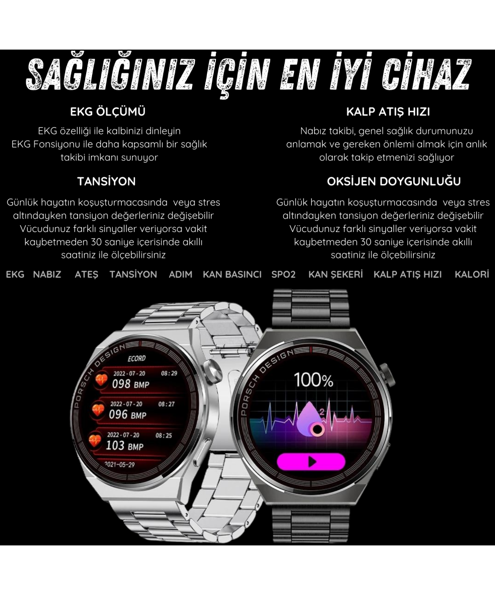 Watch GT3 Akıllı Saat 46mm Siyah Yuvarlak Kasa, Sesli Görüşme, Android, Huawei,iPhone Uyumlu 8,9,10