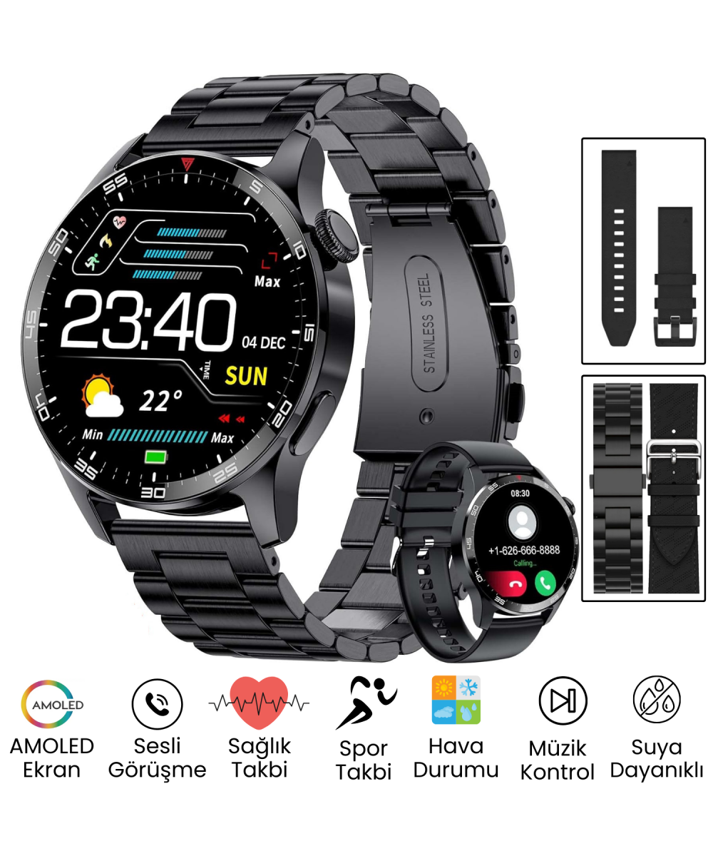 Watch GT3 PRO Siyah Erkek Akıllı Saat - Sesli Görüşme, NFC,GPS, Android & iPhone & Huawei Uyumlu 8,9