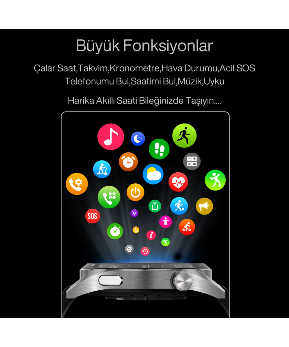 Watch GT3 PRO Gümüş Erkek Akıllı Saat - Sesli Görüşme, NFC,GPS, Android & iPhone & Huawei Uyumlu 8,9