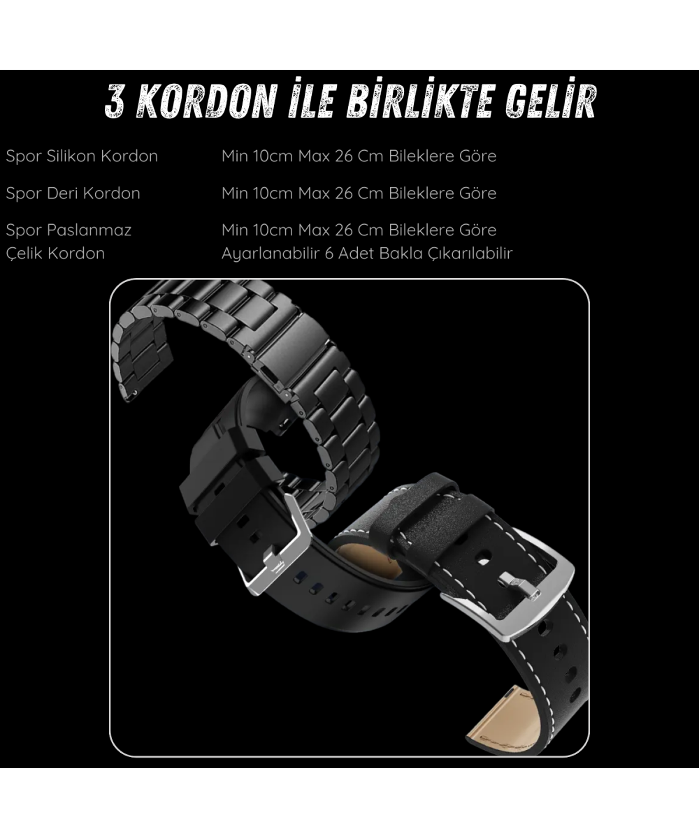 Yeni Spor Watch GT3 MAX Siyah Akıllı Saat 1.45 İnç 46mm NFC/Sesli Arama Huawei iPhone Uyumlu 8,9,10