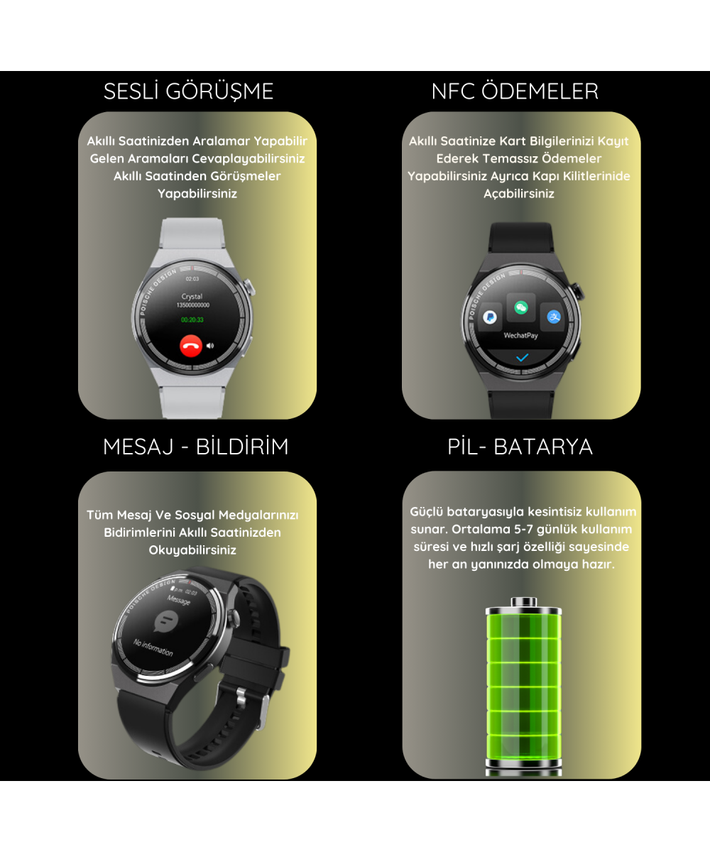 Yeni Spor Watch GT3 MAX Siyah Akıllı Saat 1.45 İnç 46mm NFC/Sesli Arama Huawei iPhone Uyumlu 8,9,10
