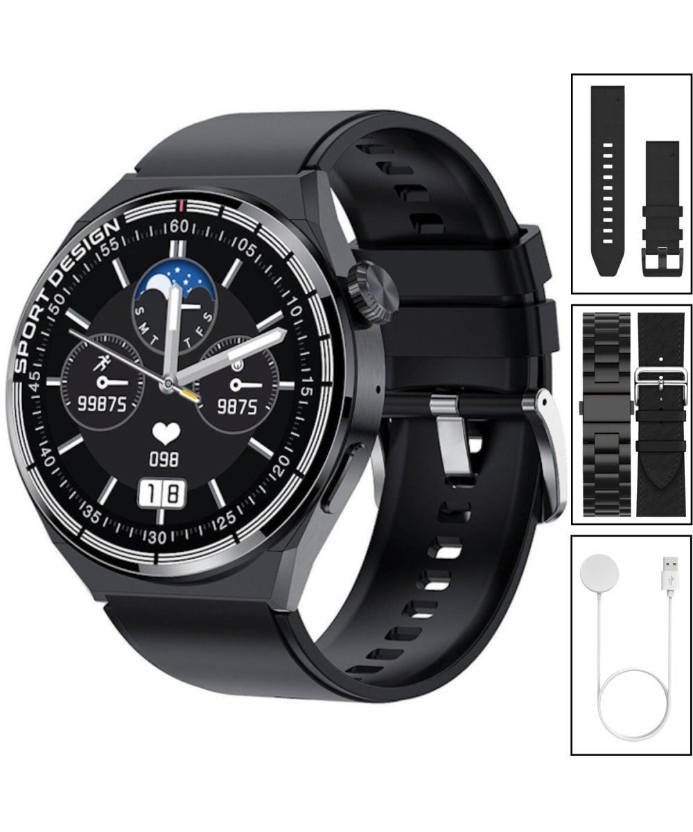 Yeni Spor Watch GT3 MAX Siyah Akıllı Saat 1.45 İnç 46mm NFC/Sesli Arama Huawei iPhone Uyumlu 8,9,10