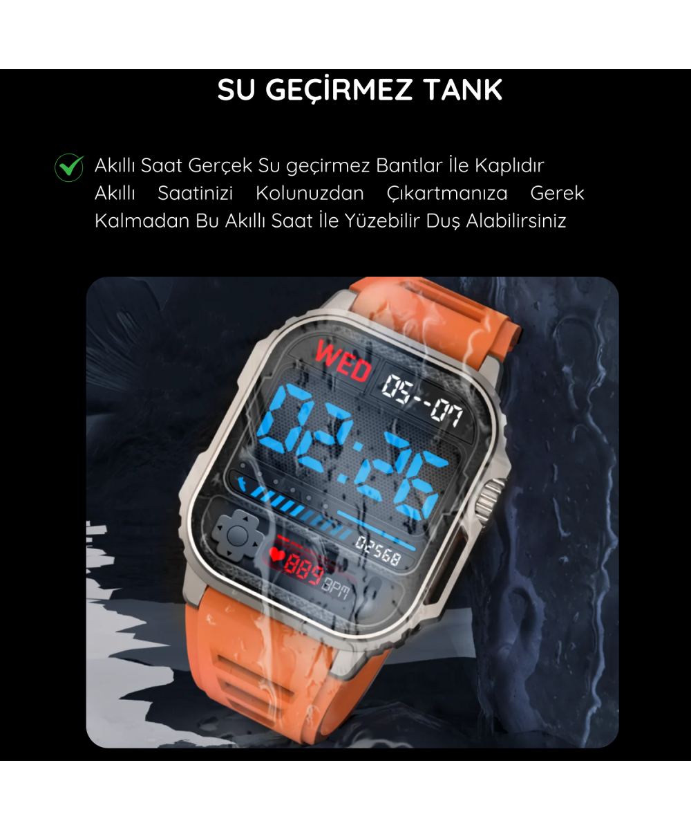 Watch Ultra TW11 Siyah AMOLED Ekranlı Akıllı Saat, Su Geçirmez GPS NFC iPhone  Huawei Uyumlu 8,9,10