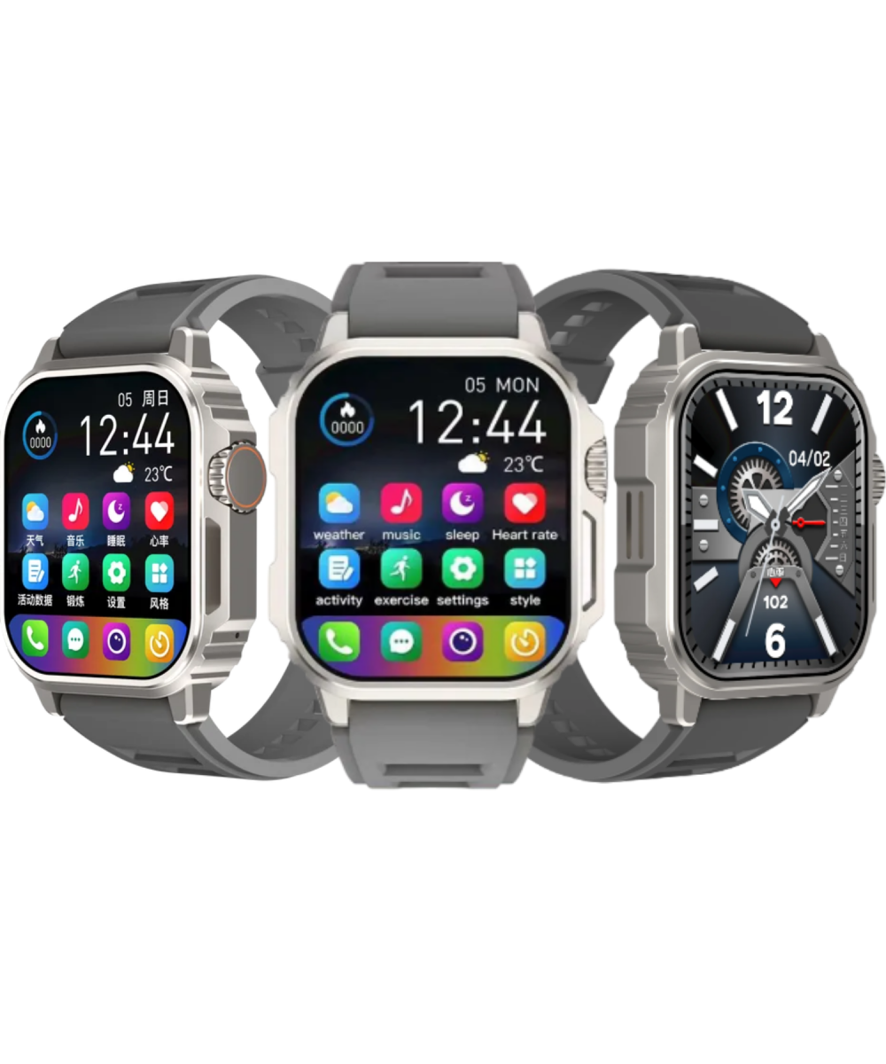 Watch Ultra TW11 Gümüş AMOLED Ekranlı Akıllı Saat, Su Geçirmez GPS NFC iPhone & Huawei Uyumlu 8,9,10