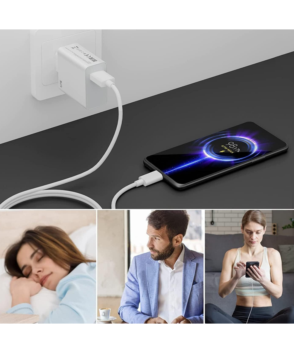 67W Turbo Hızlı Şarj Cihazı & Type-C Kablo Seti Xiaomi, Redmi,Oppo Huawei Uyumlu Duvar Tipi Adaptör